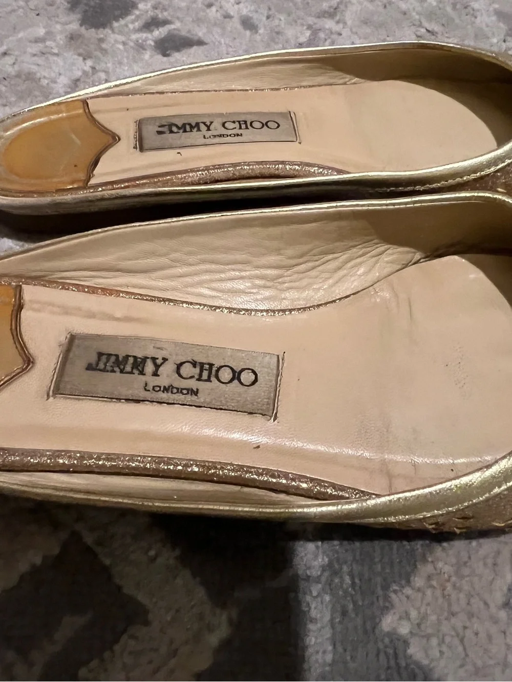 Jimmy Choo Gold Embellished Flats